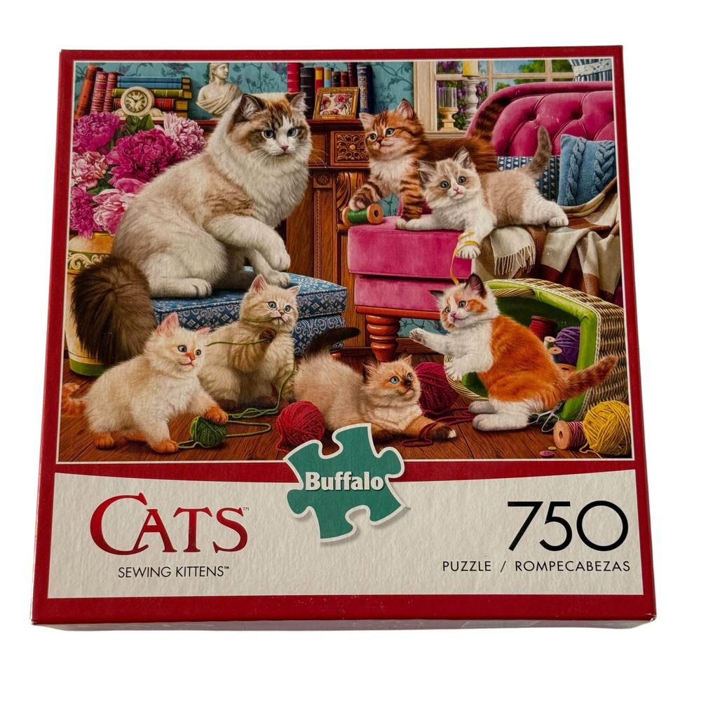 Buffalo Games Cats Sewing Kittens 750 Piece Jigsaw Puzzle 97070 UNCOUNTED